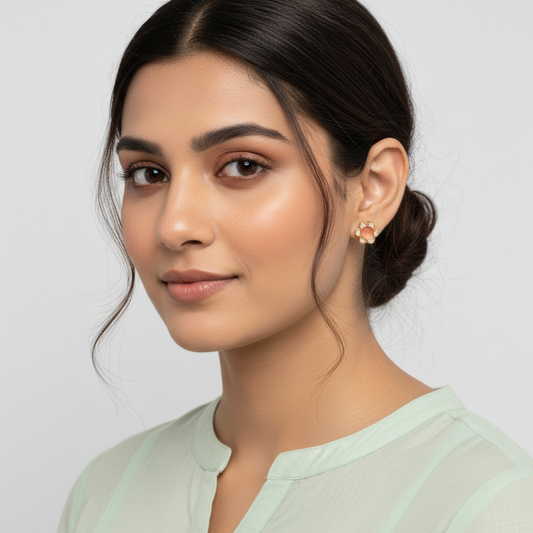 Elegant Pearl Flower Stud Earring in Silver TISA Silver Elegance