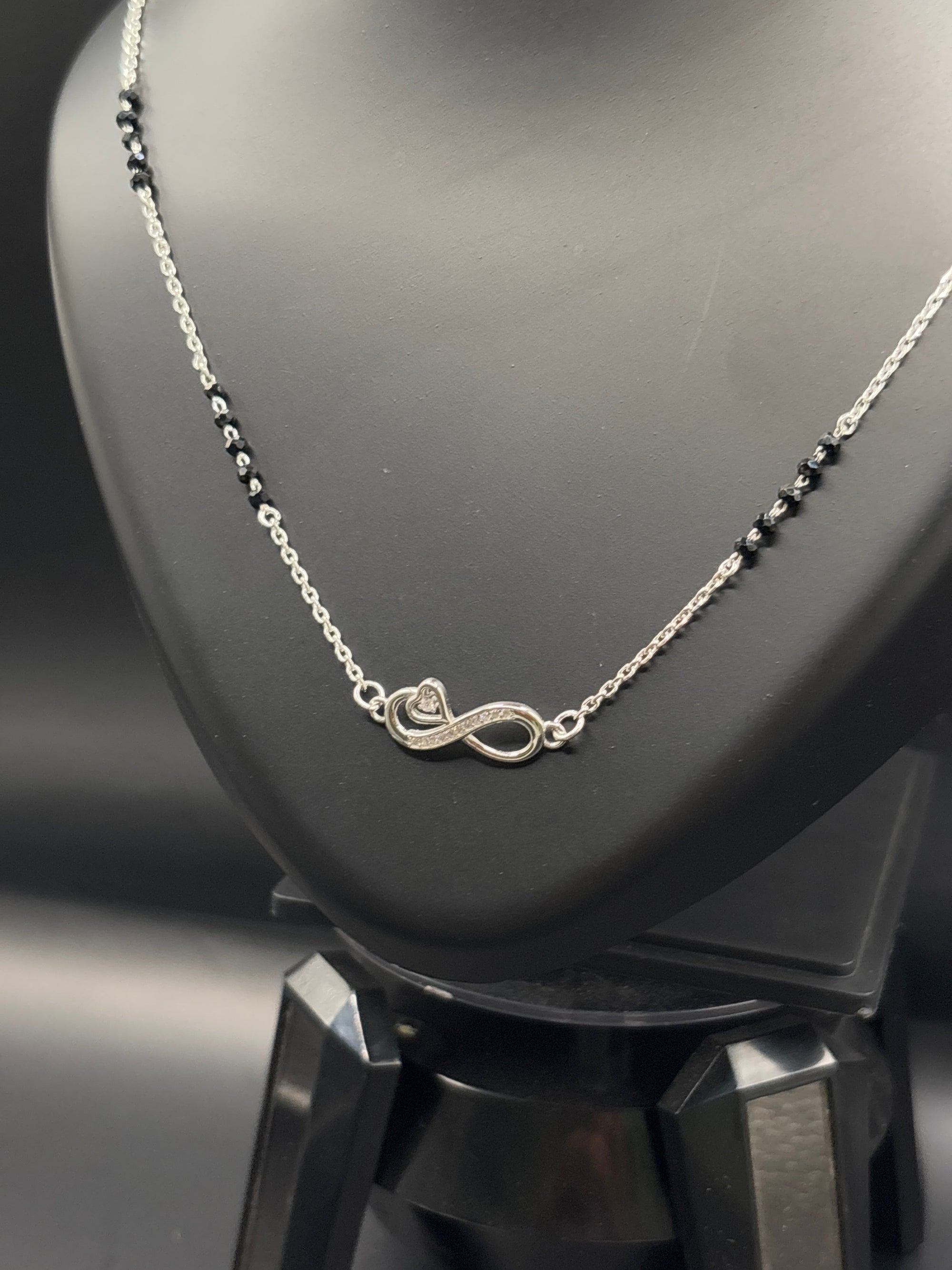 Elegant Silver Infinity Mangalsutra with Love TISA Silver Elegance