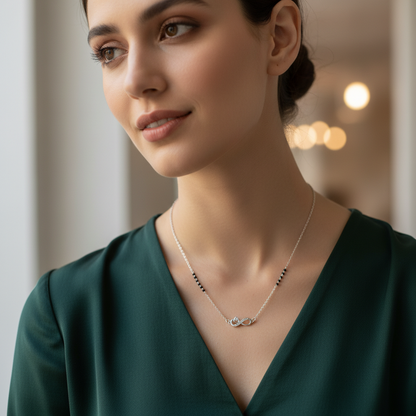 Elegant Silver Infinity Mangalsutra with Love TISA Silver Elegance