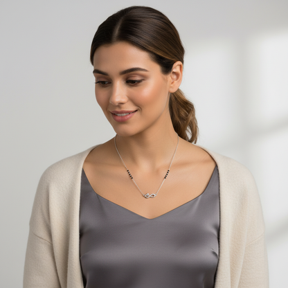 Elegant Silver Infinity Mangalsutra with Love TISA Silver Elegance