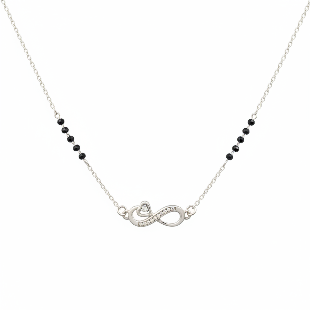 Elegant Silver Infinity Mangalsutra with Love TISA Silver Elegance