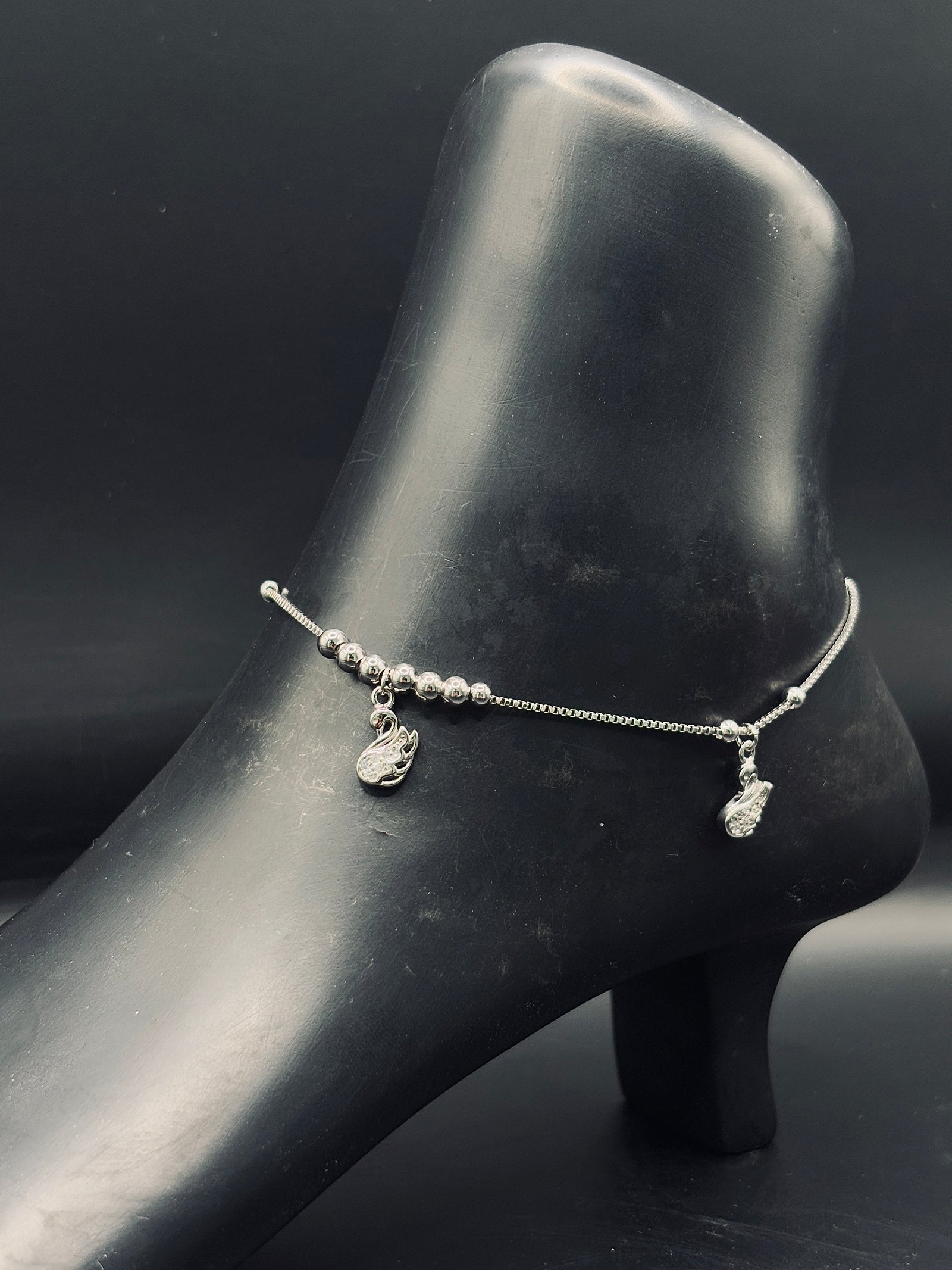 Elixir Swan Anklet in Sterling Silver TISA Silver Elegance