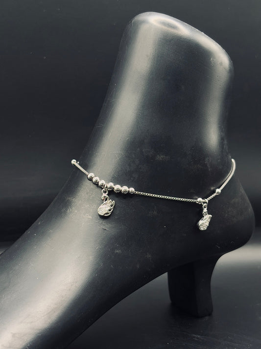 Elixir Swan Anklet in Sterling Silver TISA Silver Elegance