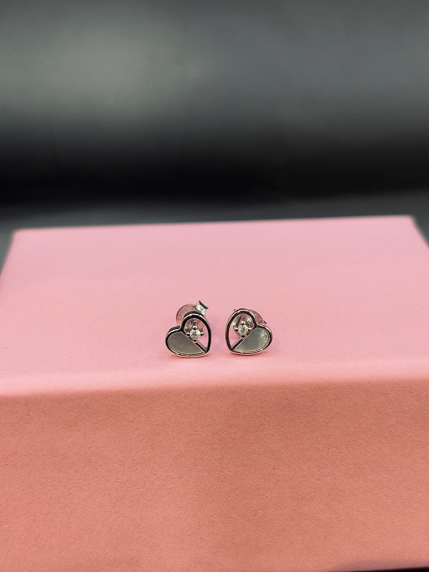 Heart with Crystal Pearl Stud Earring in Silver TISA Silver Elegance