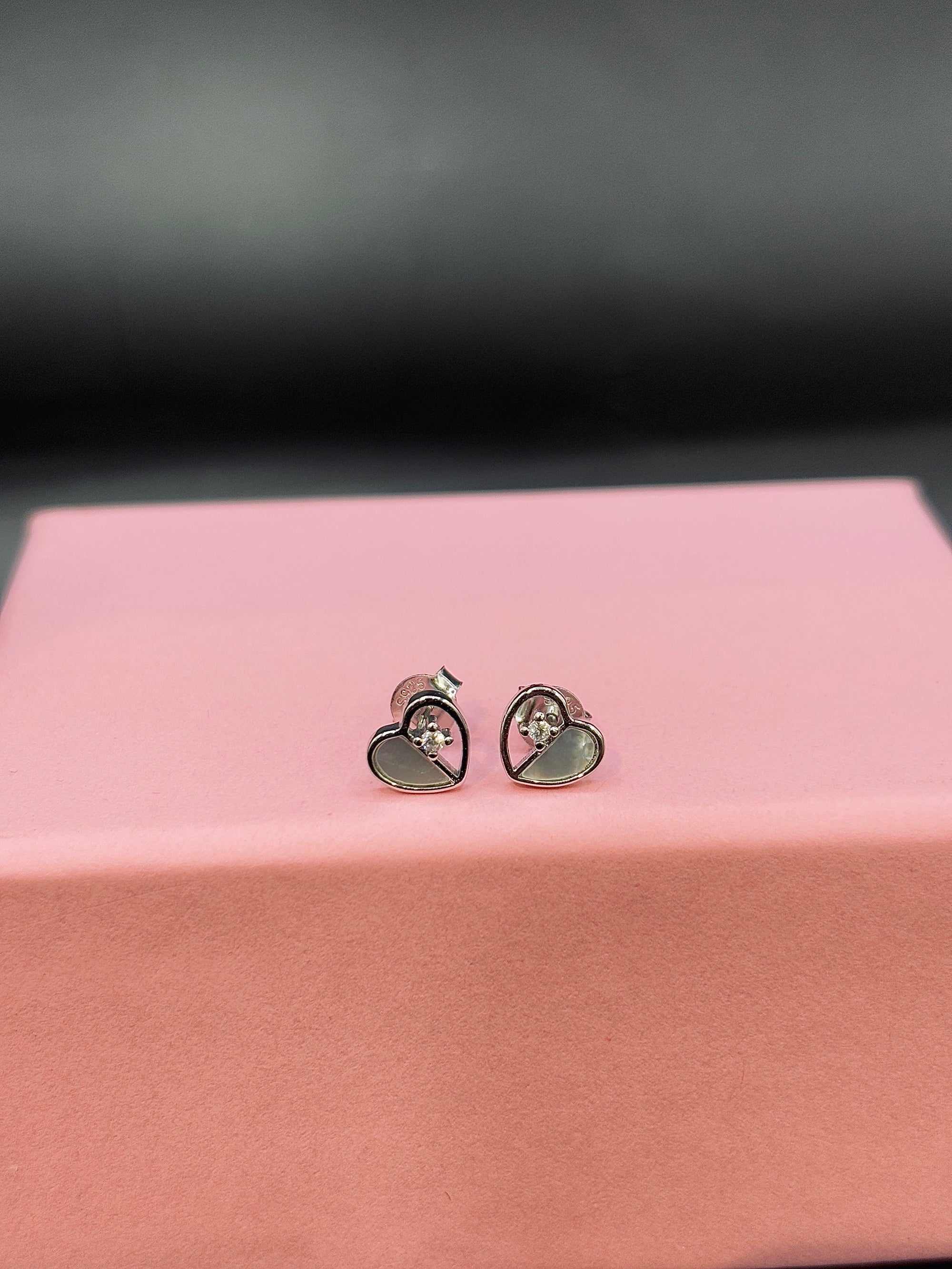 Heart with Crystal Pearl Stud Earring in Silver TISA Silver Elegance