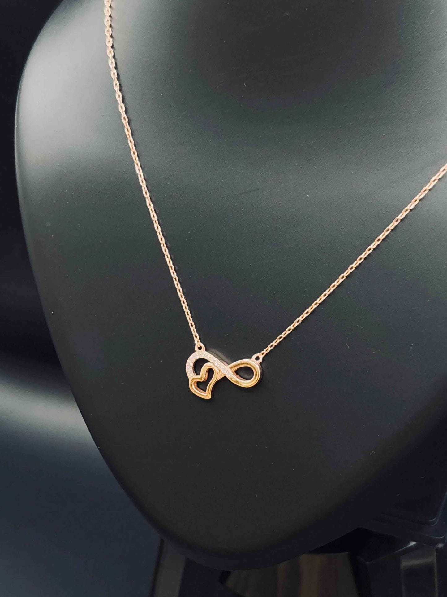 925 Sterling Silver Infinity Necklace with Rose Gold Finish | Elegant Jewellery