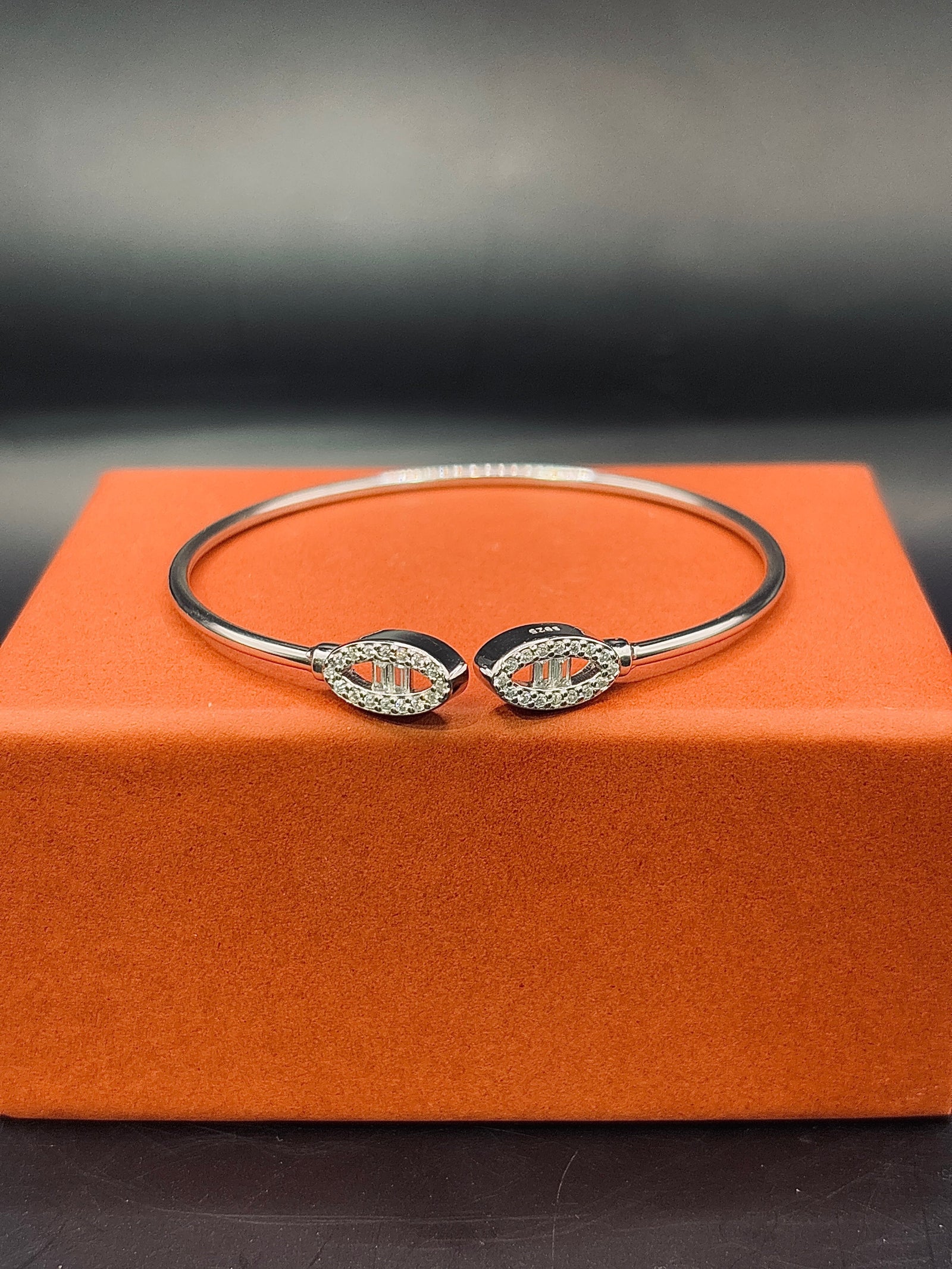 Fabulous Open End Oval Shaped Bangle TISA Silver Elegance