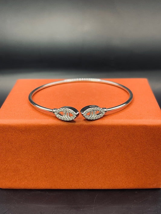 Fabulous Open End Oval Shaped Bangle TISA Silver Elegance