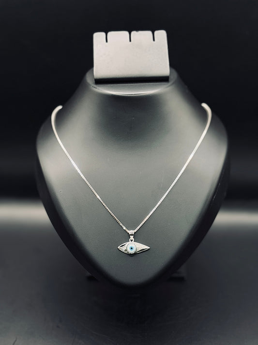Korean Candies Evil Eye Pendant with Box Chain TISA Silver Elegance
