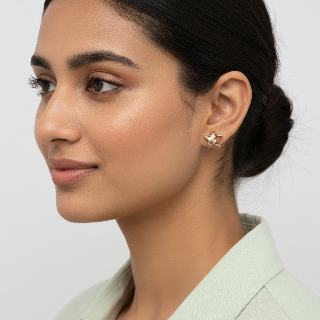 Minimal Star Crystal Stud Earrings in 925 Sterling Silver TISA Silver Elegance