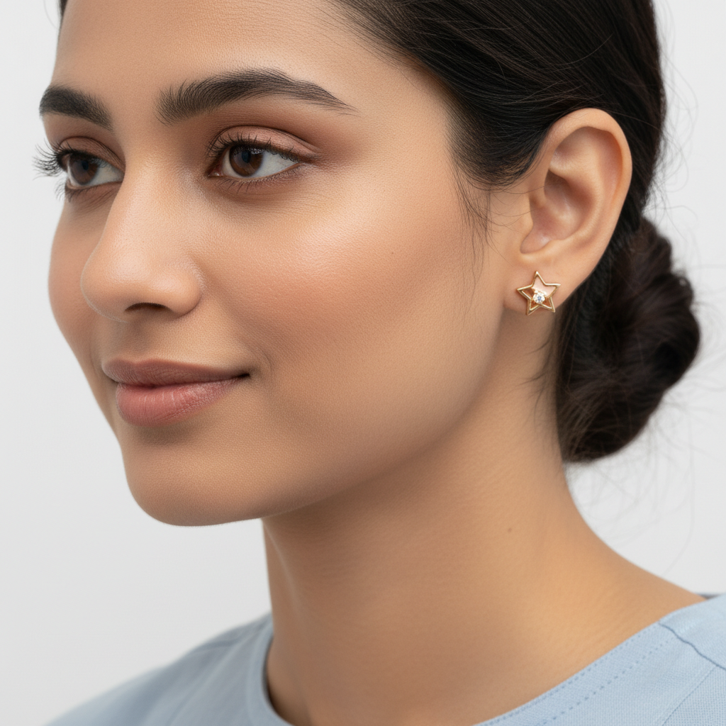 Minimal Star Crystal Stud Earrings in 925 Sterling Silver TISA Silver Elegance