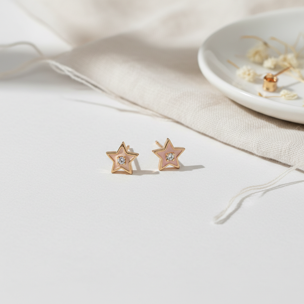 Minimal Star Crystal Stud Earrings in 925 Sterling Silver TISA Silver Elegance