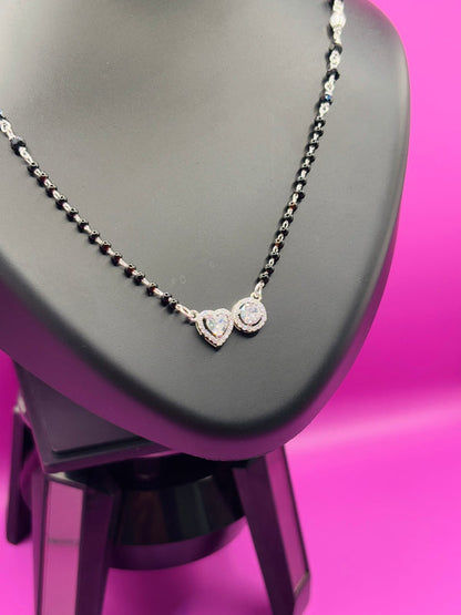 Modern Silver Mangalsutra with Heart — Contemporary Love TISA Silver Elegance