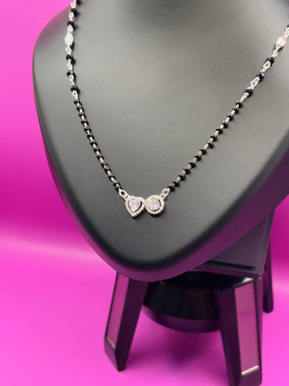 Modern Silver Mangalsutra with Heart — Contemporary Love TISA Silver Elegance