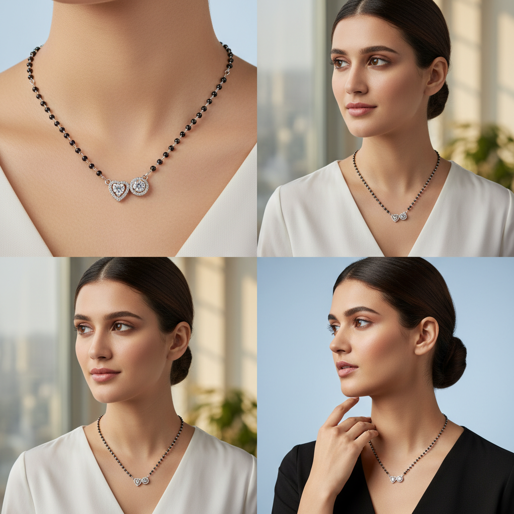 Modern Silver Mangalsutra with Heart — Contemporary Love TISA Silver Elegance