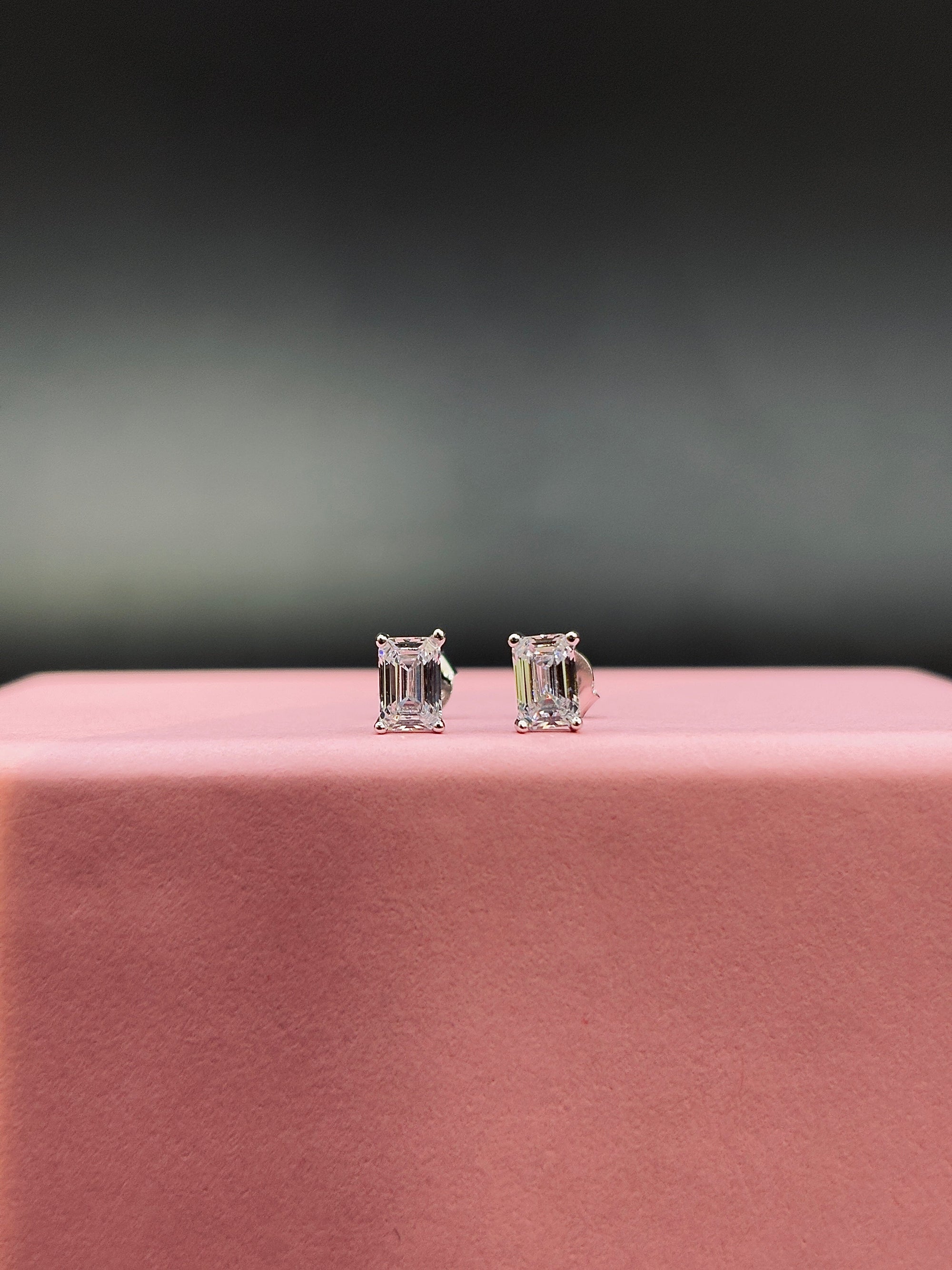 Moissanite Silver Square Stud for Unisex TISA Silver Elegance