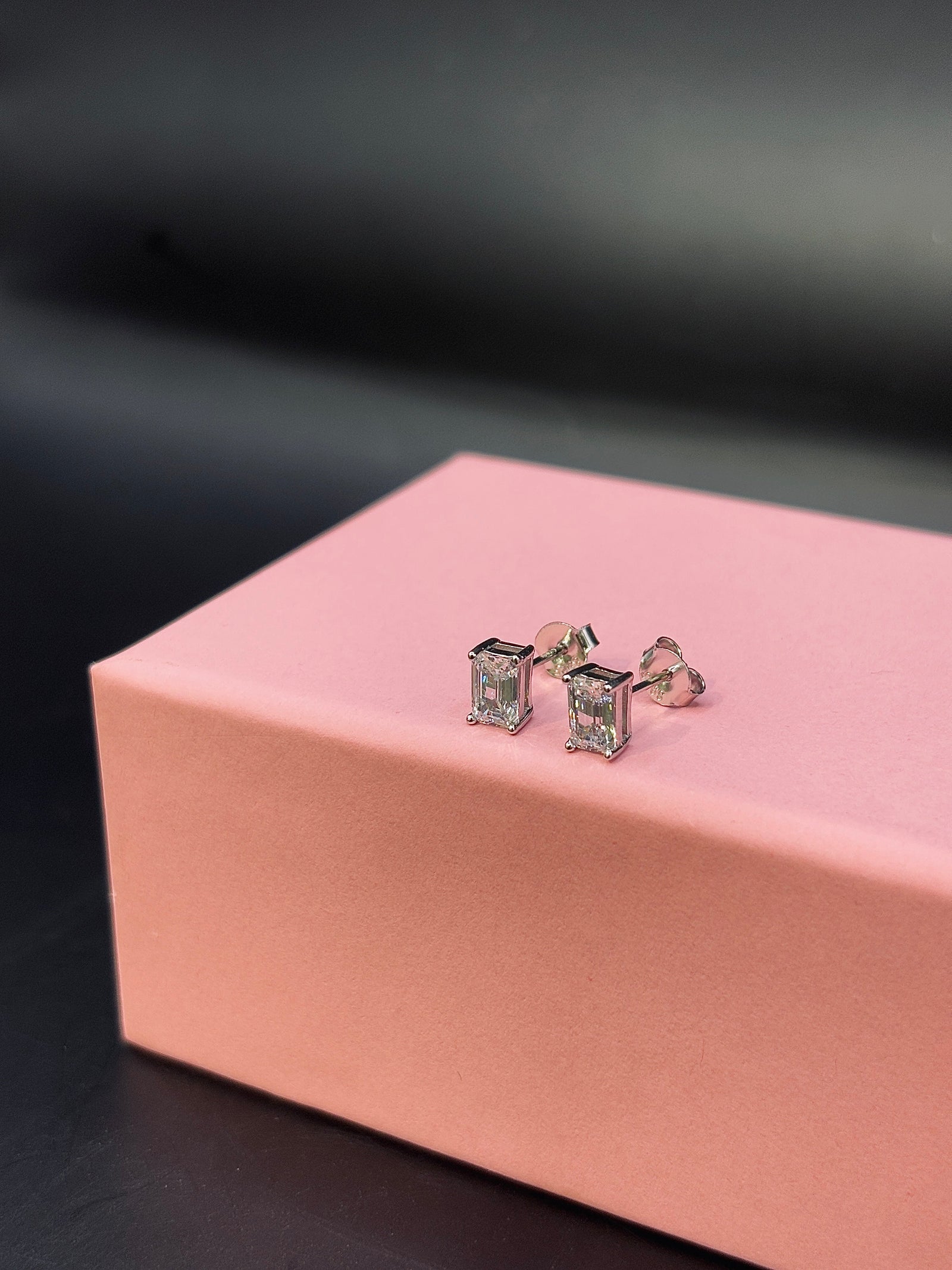 Moissanite Silver Square Stud for Unisex TISA Silver Elegance