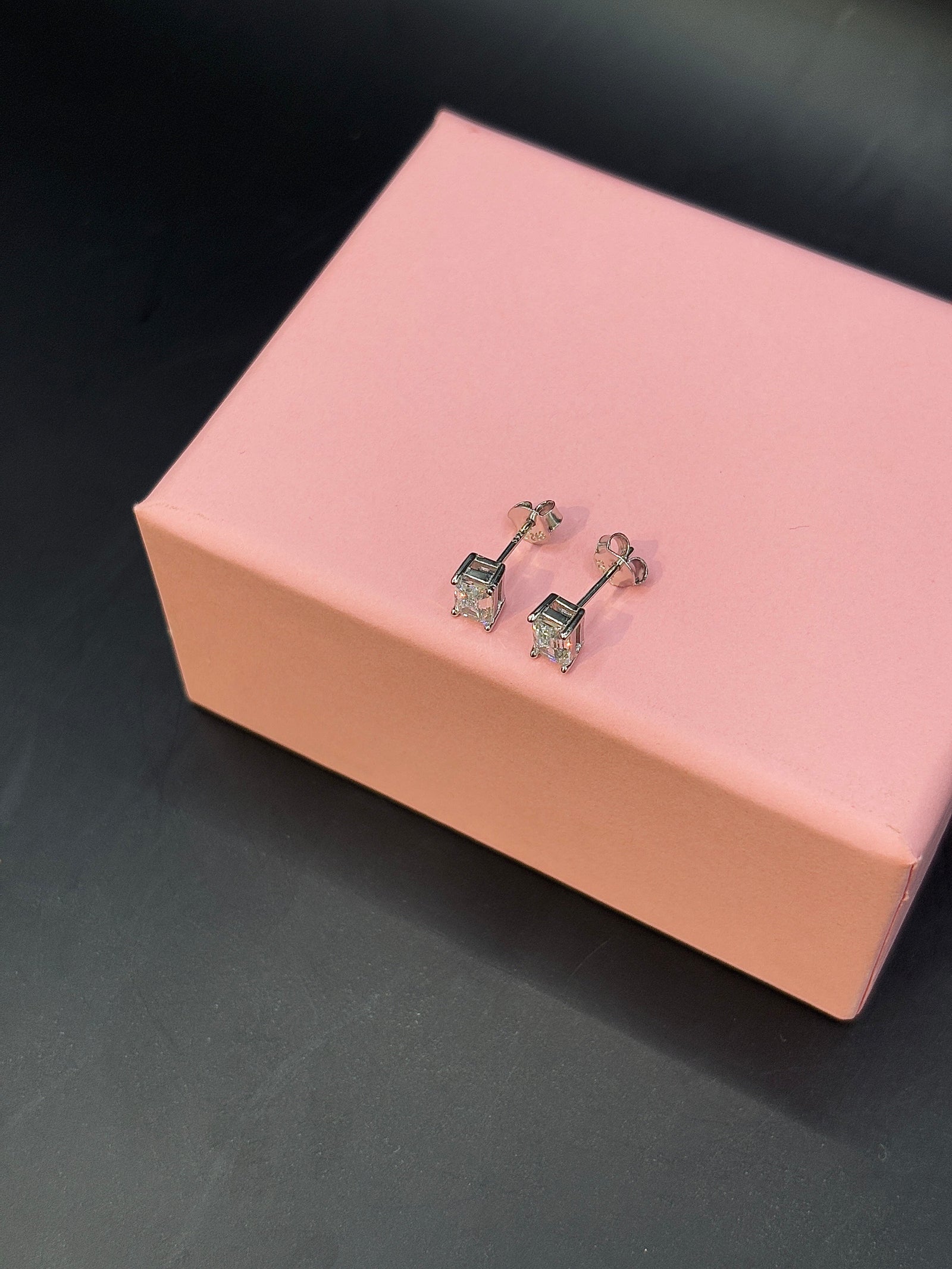 Moissanite Silver Square Stud for Unisex TISA Silver Elegance