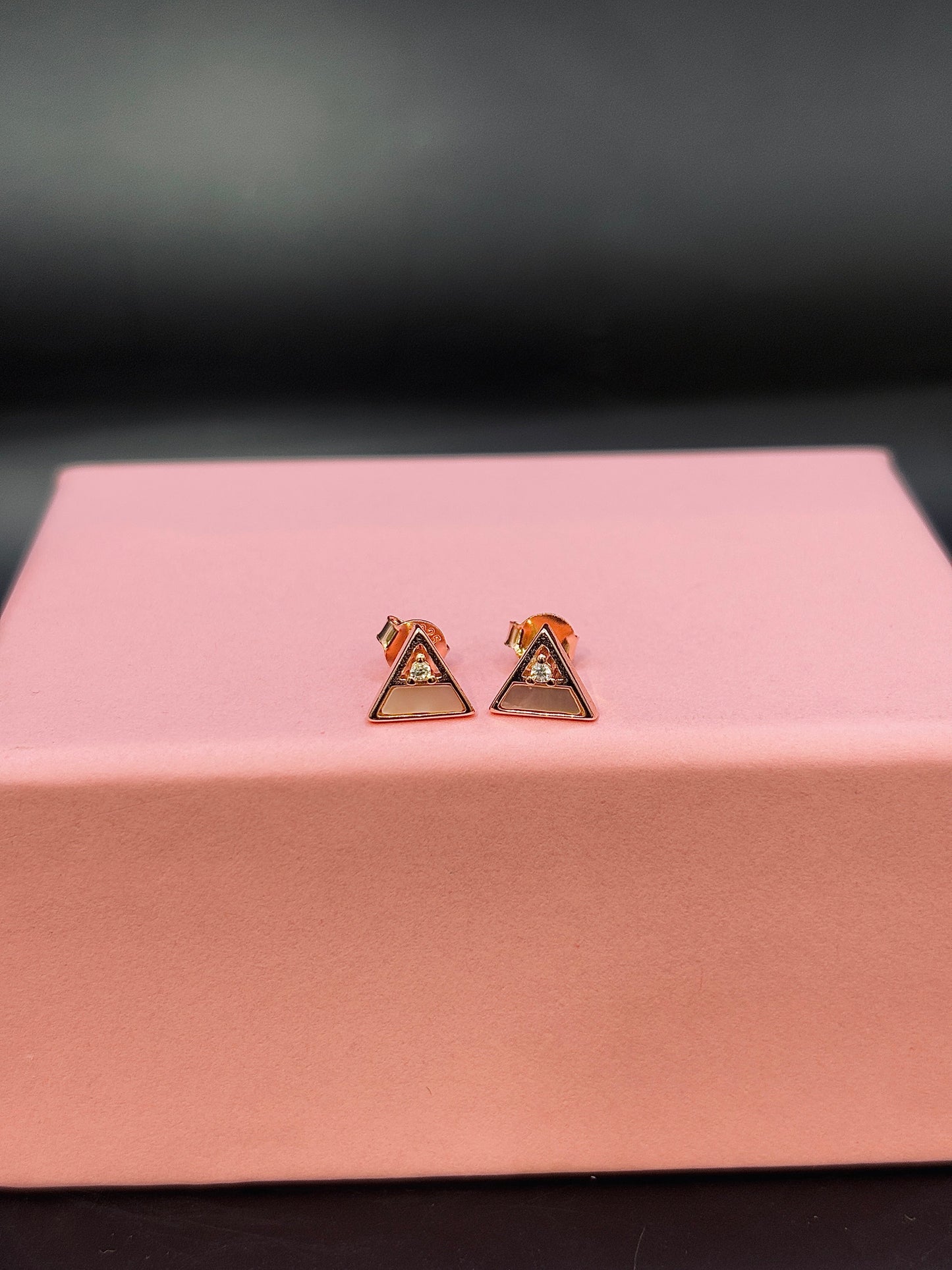Pink Geometric Triangular Silver Stud Earring TISA Silver Elegance