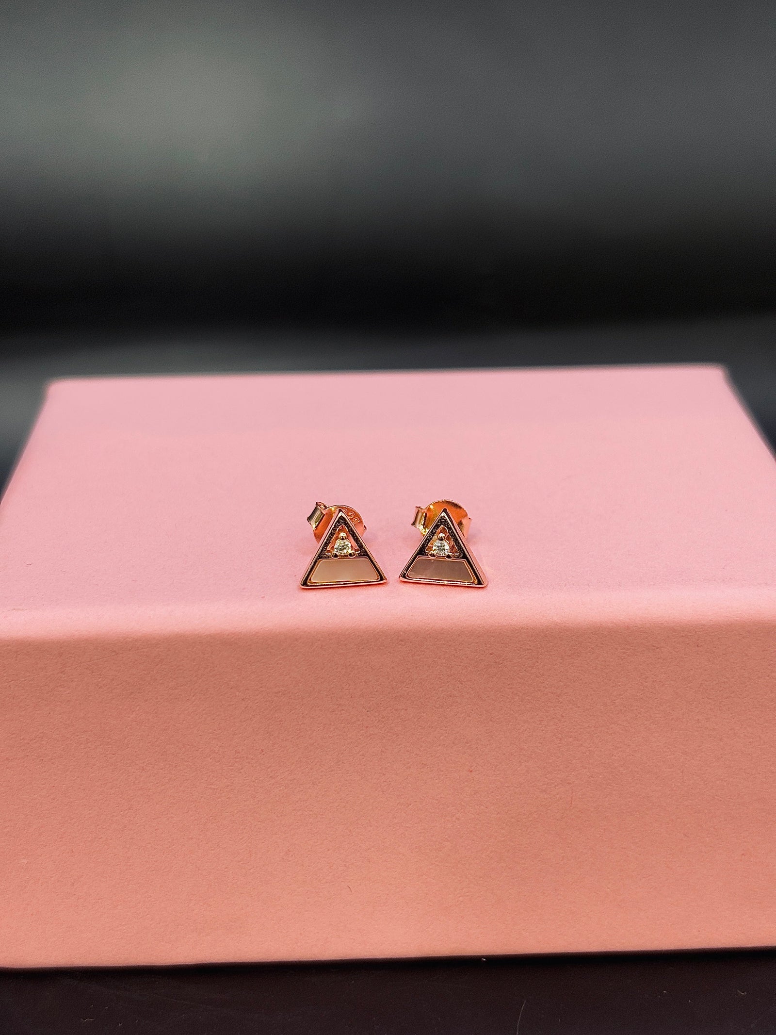 Pink Geometric Triangular Silver Stud Earring TISA Silver Elegance