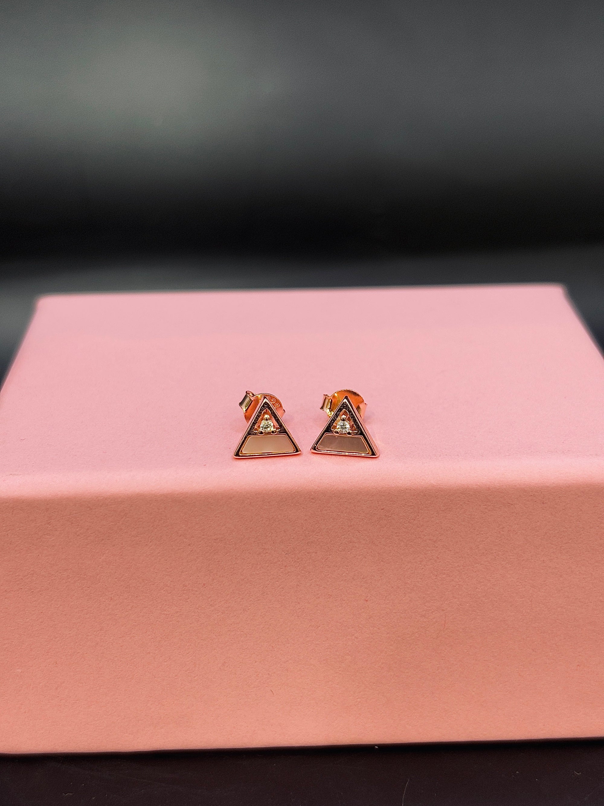 Pink Geometric Triangular Silver Stud Earring TISA Silver Elegance