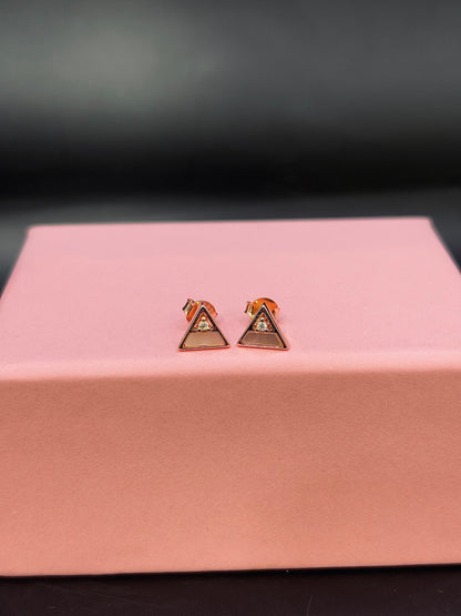 Pink Geometric Triangular Silver Stud Earring TISA Silver Elegance