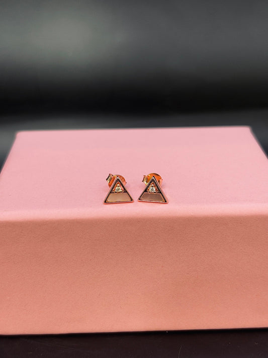 Pink Geometric Triangular Silver Stud Earring TISA Silver Elegance