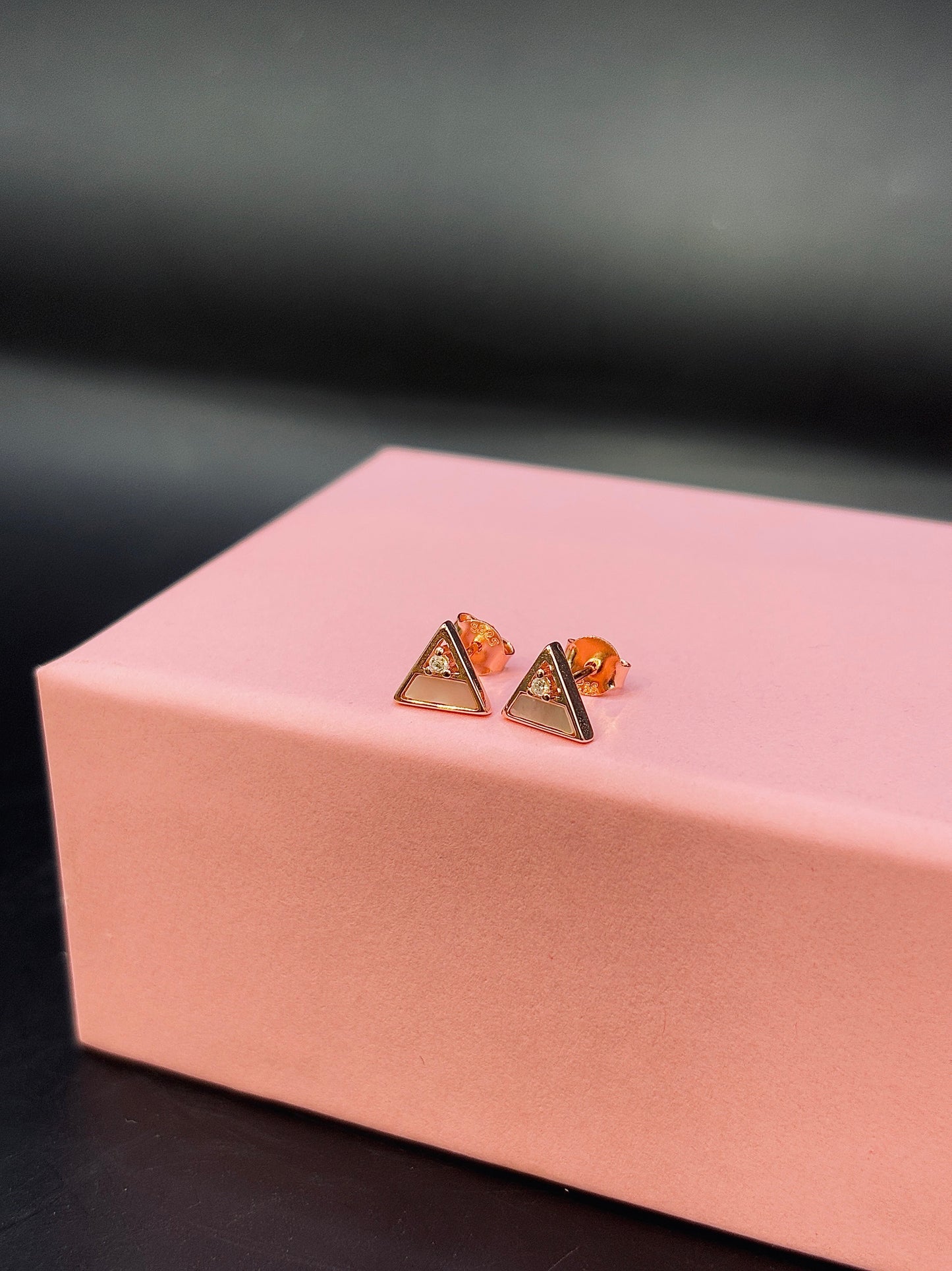 Pink Geometric Triangular Silver Stud Earring TISA Silver Elegance