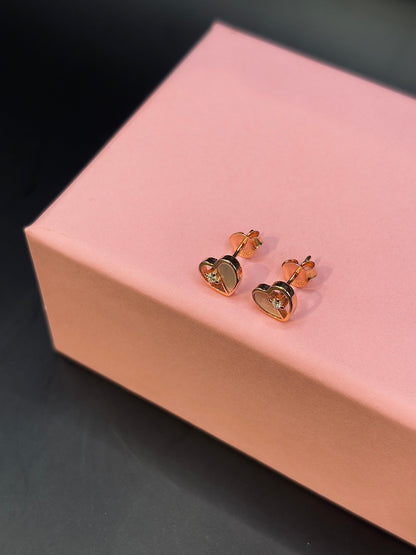 Pink Heart Shaped Crystal Earring in Silver TISA Silver Elegance