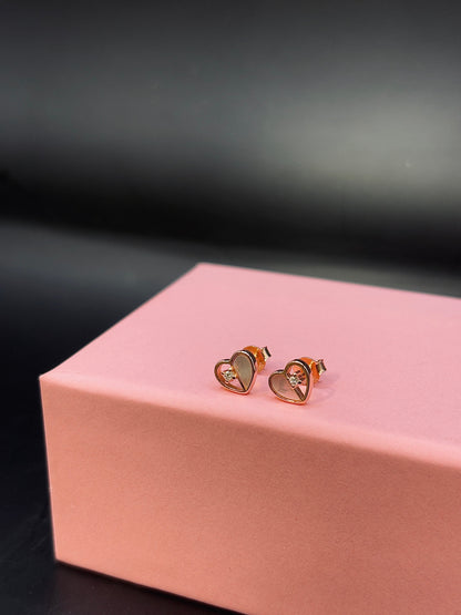 Pink Heart Shaped Crystal Earring in Silver TISA Silver Elegance