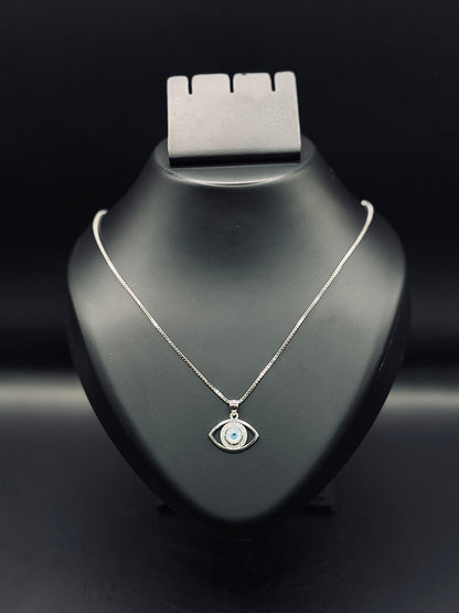 Premium Sterling Silver Evil Eye Pendant with Box Chain TISA Silver Elegance