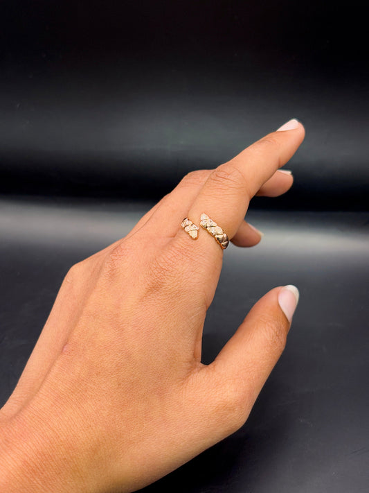 Rose Gold Plated Diamond Heart Band Ring TISA Silver Elegance