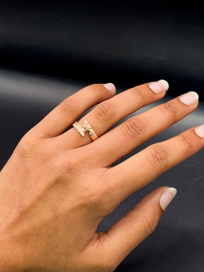 Rose Gold Plated Love Ring with Diamond TISA Silver Elegance