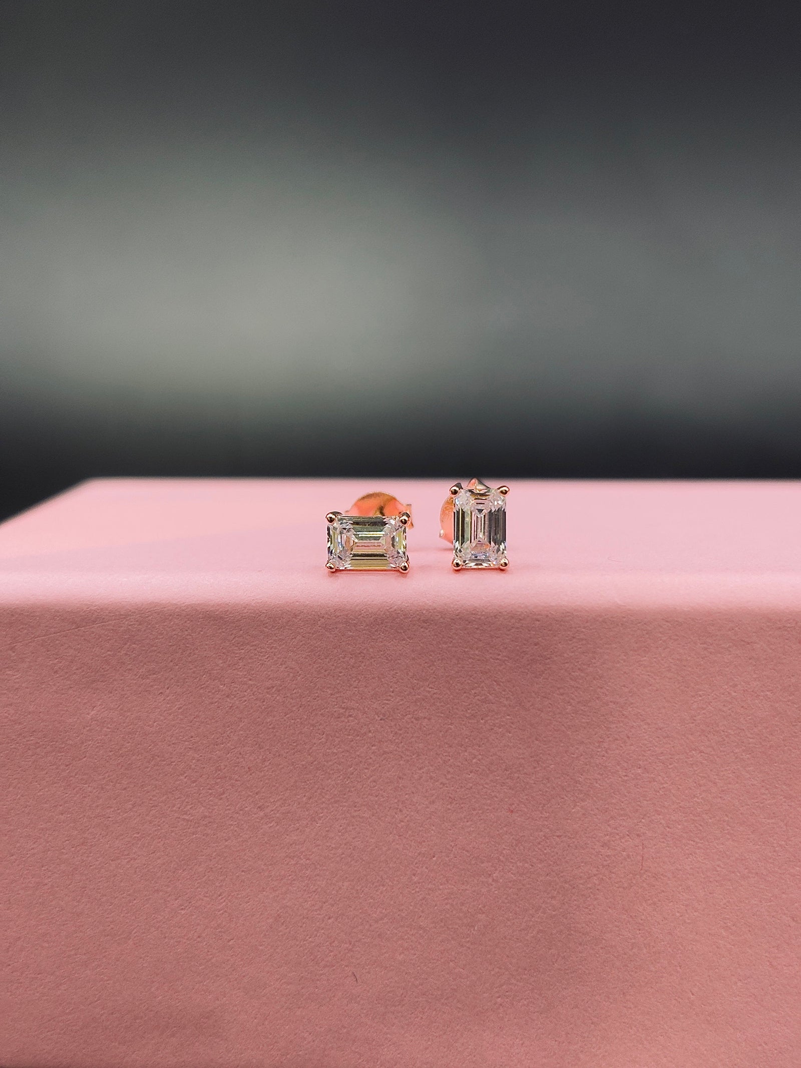 Rose Gold Silver Moissanite Stud for Unisex TISA Silver Elegance