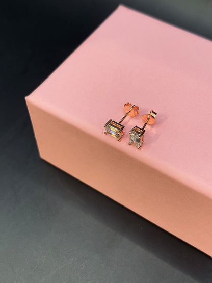 Rose Gold Silver Moissanite Stud for Unisex TISA Silver Elegance