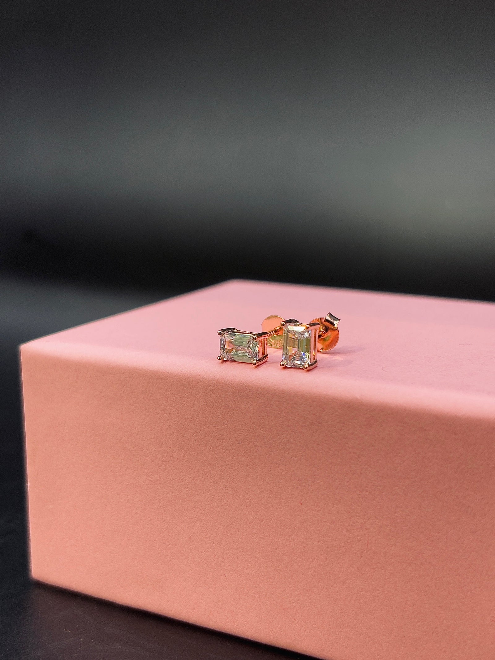 Rose Gold Silver Moissanite Stud for Unisex TISA Silver Elegance