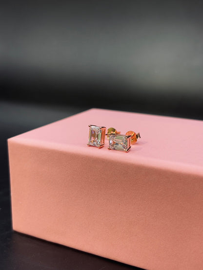 Rose Gold Moissanite Stud Unisex TISA Silver Elegance