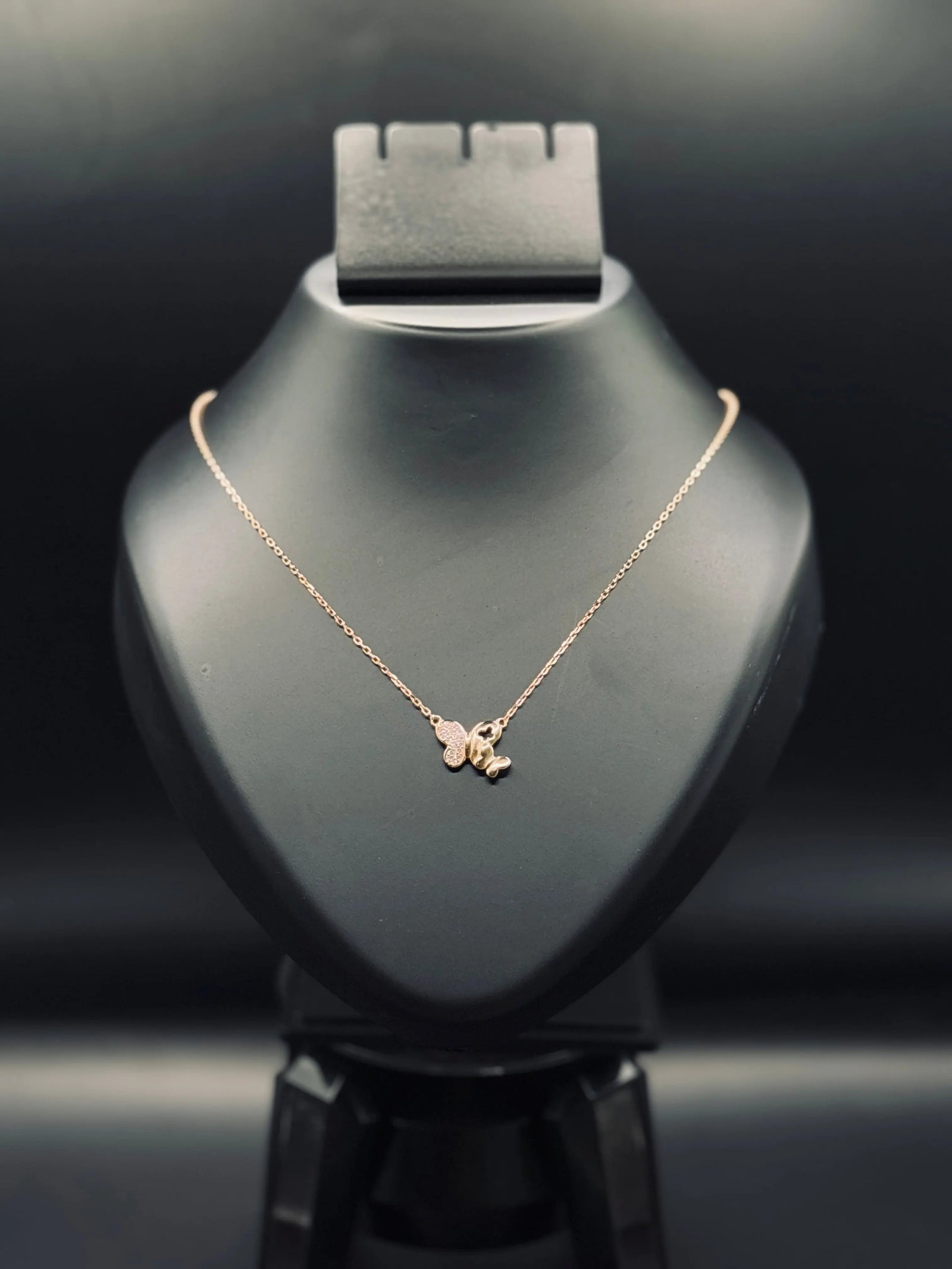 Rose Gold-Plated Sterling Silver Butterfly Necklace — Grace in Bloom TISA Silver Elegance