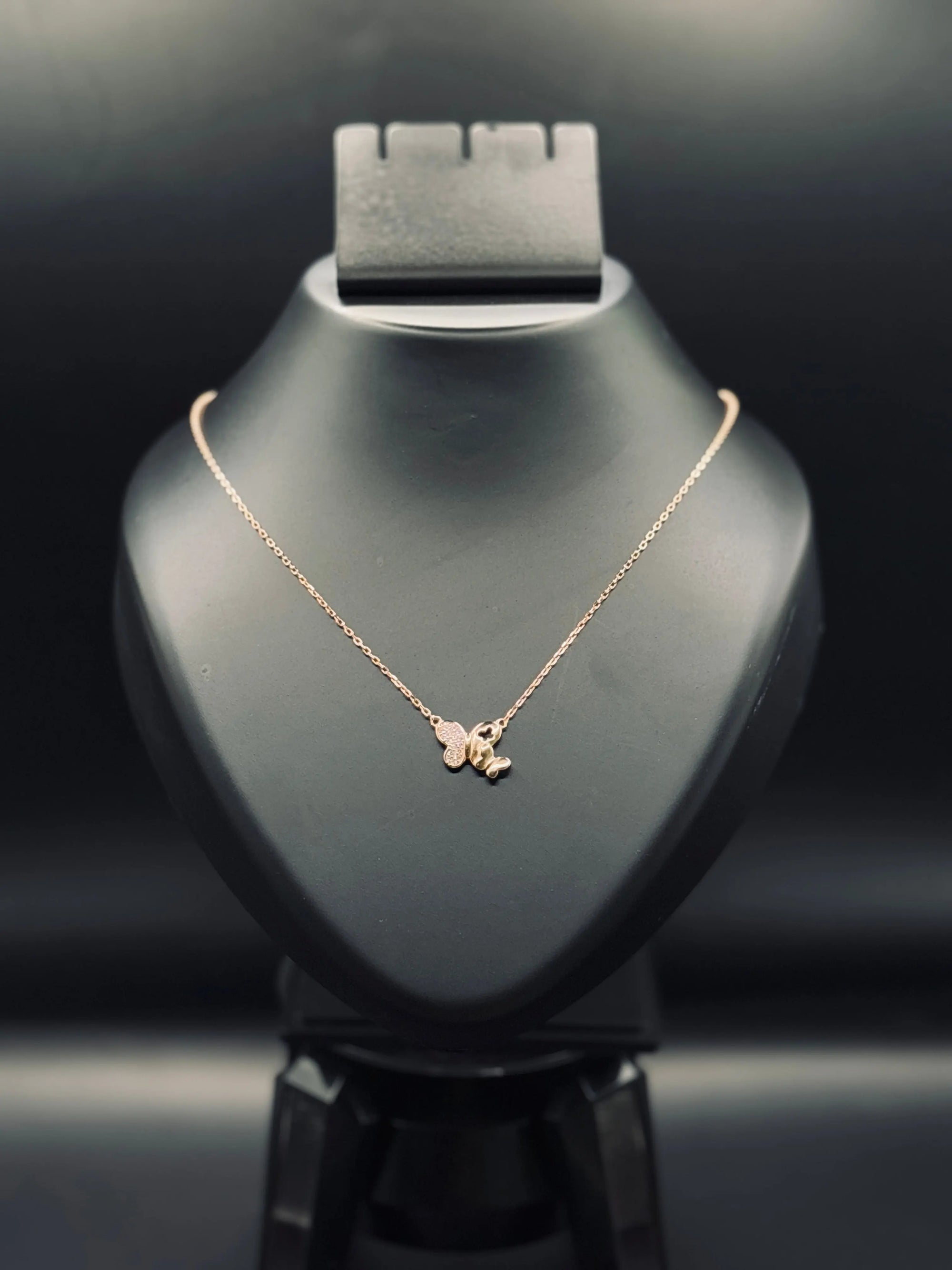 Rose Gold-Plated Sterling Silver Butterfly Necklace — Grace in Bloom TISA Silver Elegance
