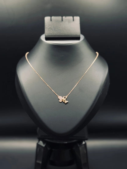 Rose Gold-Plated Sterling Silver Butterfly Necklace — Grace in Bloom TISA Silver Elegance