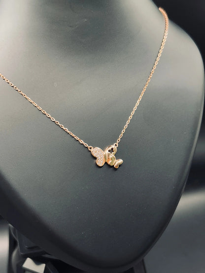 Rose Gold-Plated Sterling Silver Butterfly Necklace — Grace in Bloom TISA Silver Elegance