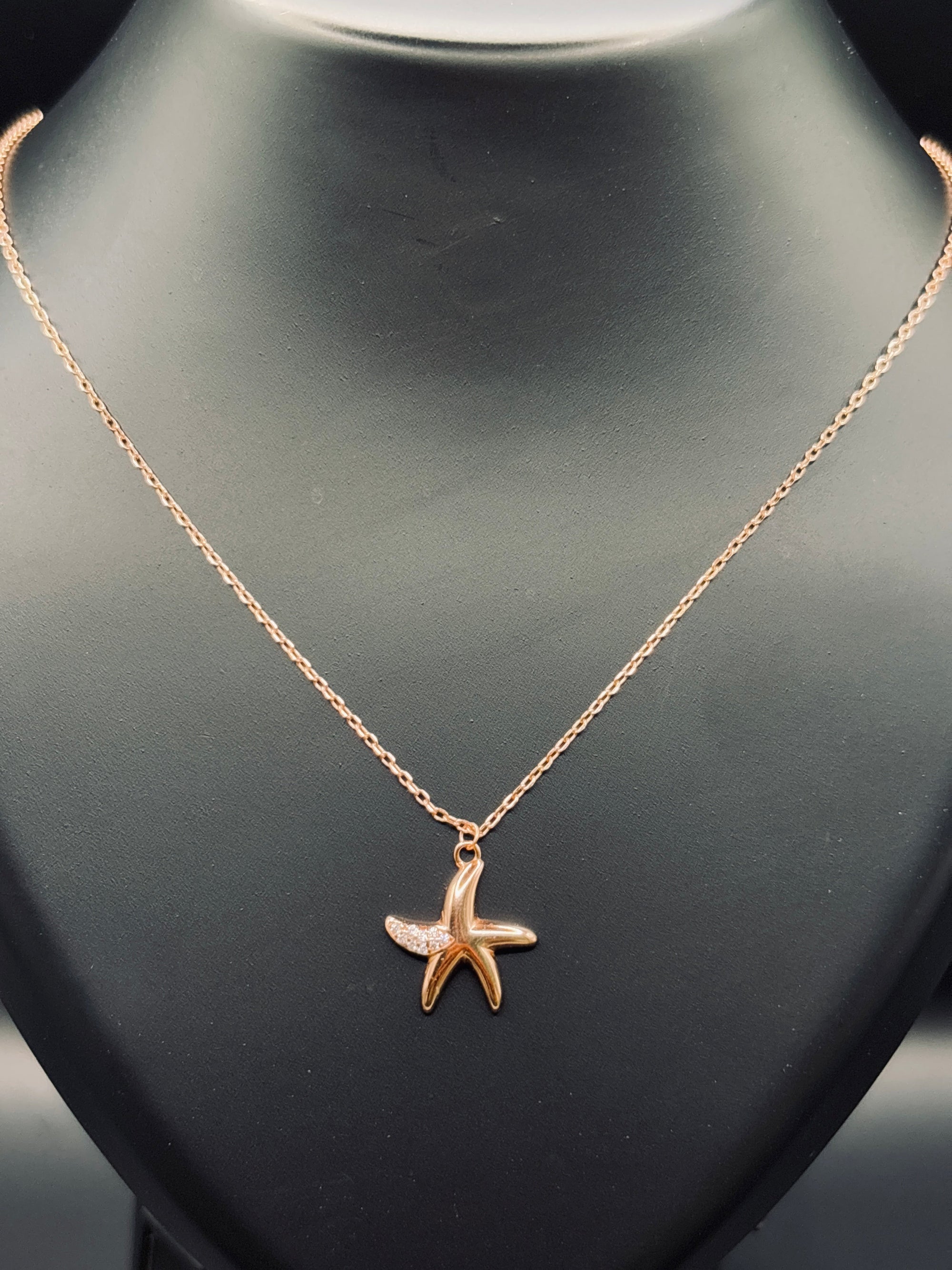 Rose Gold-Plated Silver Starfish Necklace — Ocean-Inspired Elegance TISA Silver Elegance