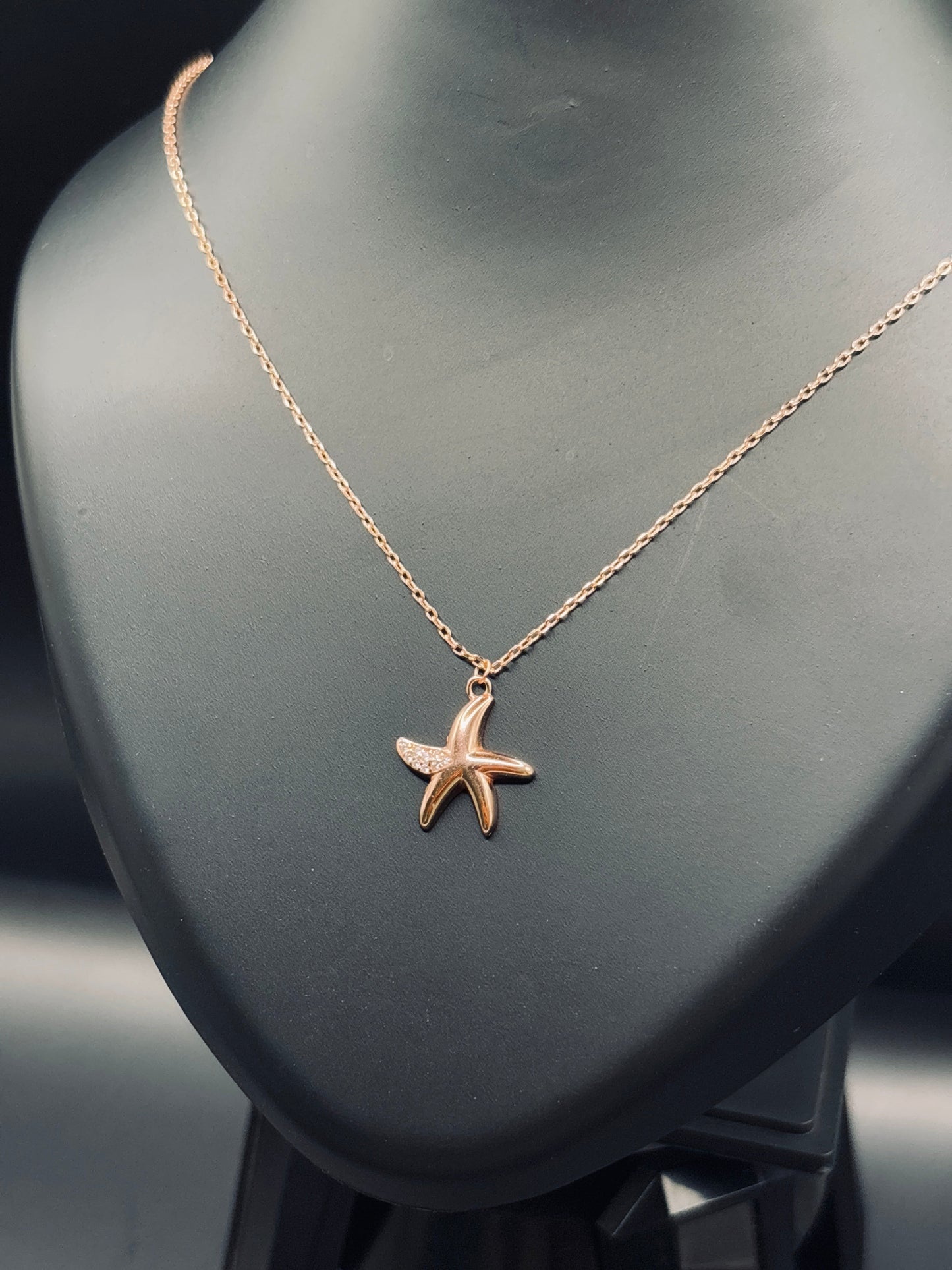 Rose Gold-Plated Silver Starfish Necklace — Ocean-Inspired Elegance TISA Silver Elegance