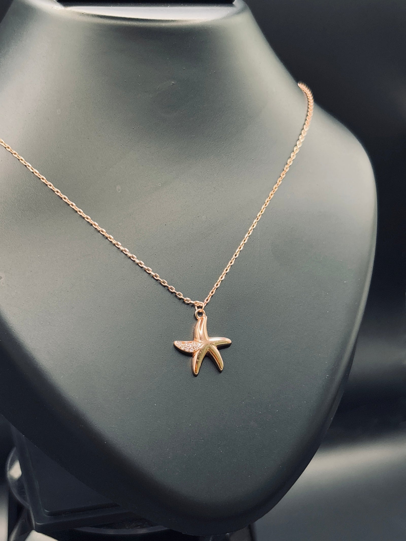 Rose Gold-Plated Silver Starfish Necklace — Ocean-Inspired Elegance TISA Silver Elegance