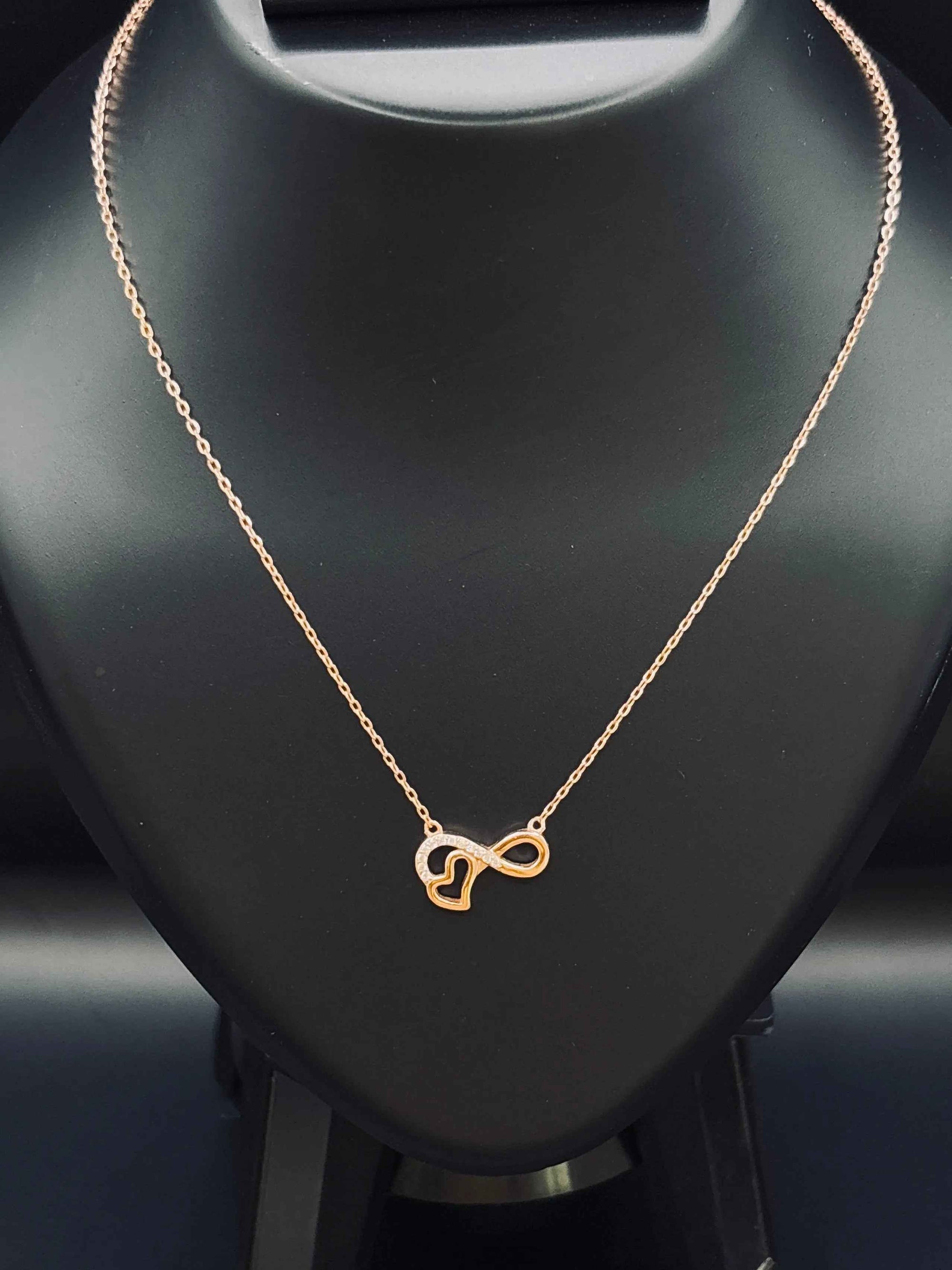 925 Sterling Silver Infinity Necklace with Rose Gold Finish | Elegant Jewellery