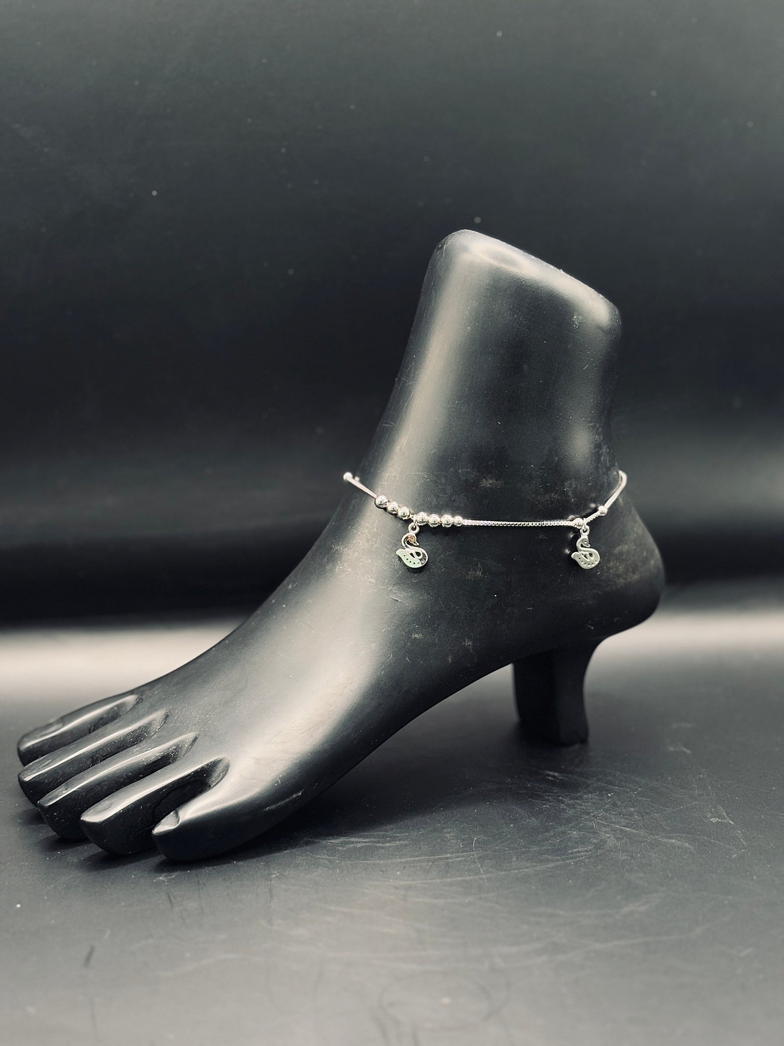 Silver Anklet with Swan Charm TISA Silver Elegance