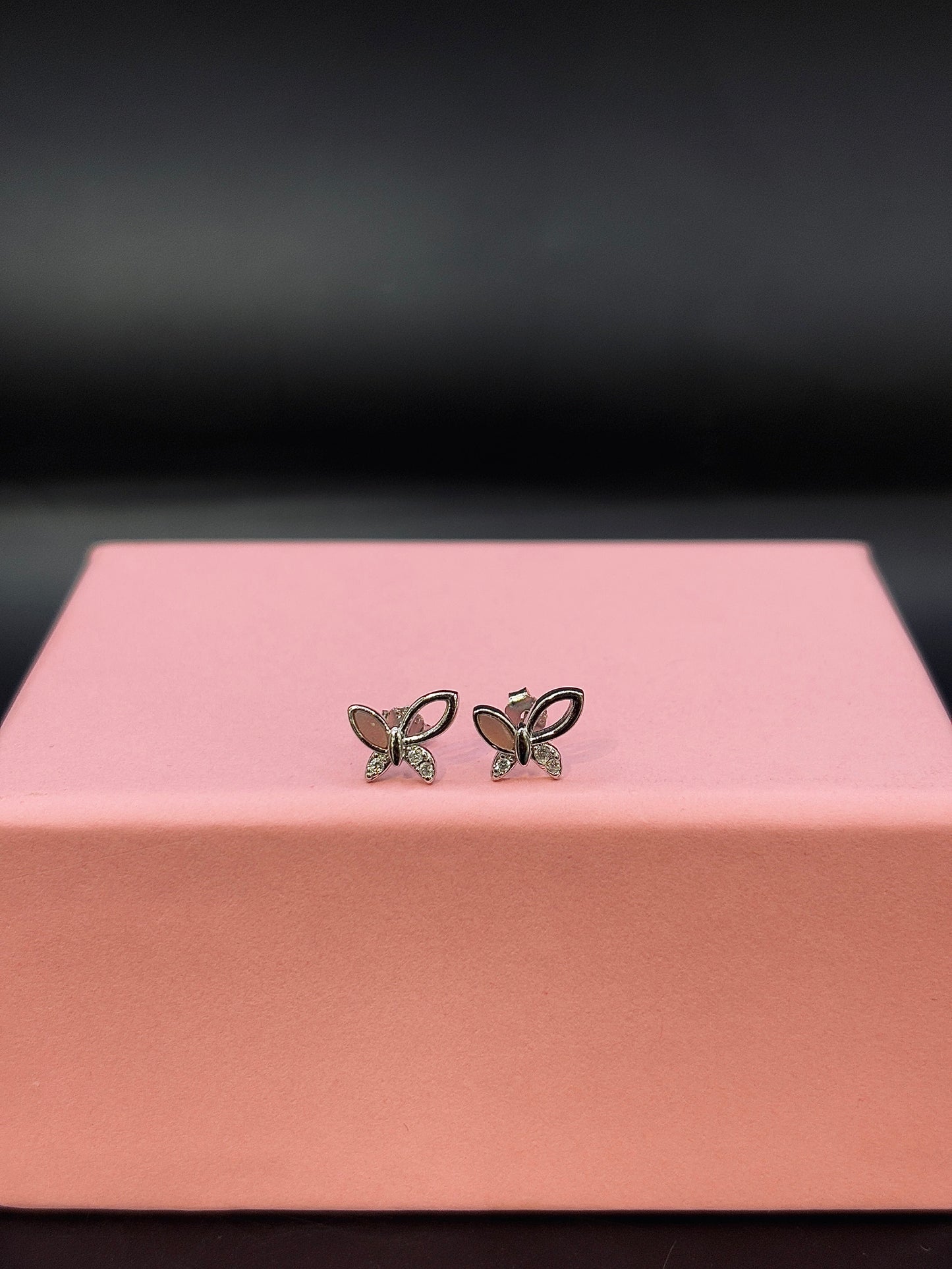 Silver Butterfly Crystal 925 Stud Earrings TISA Silver Elegance