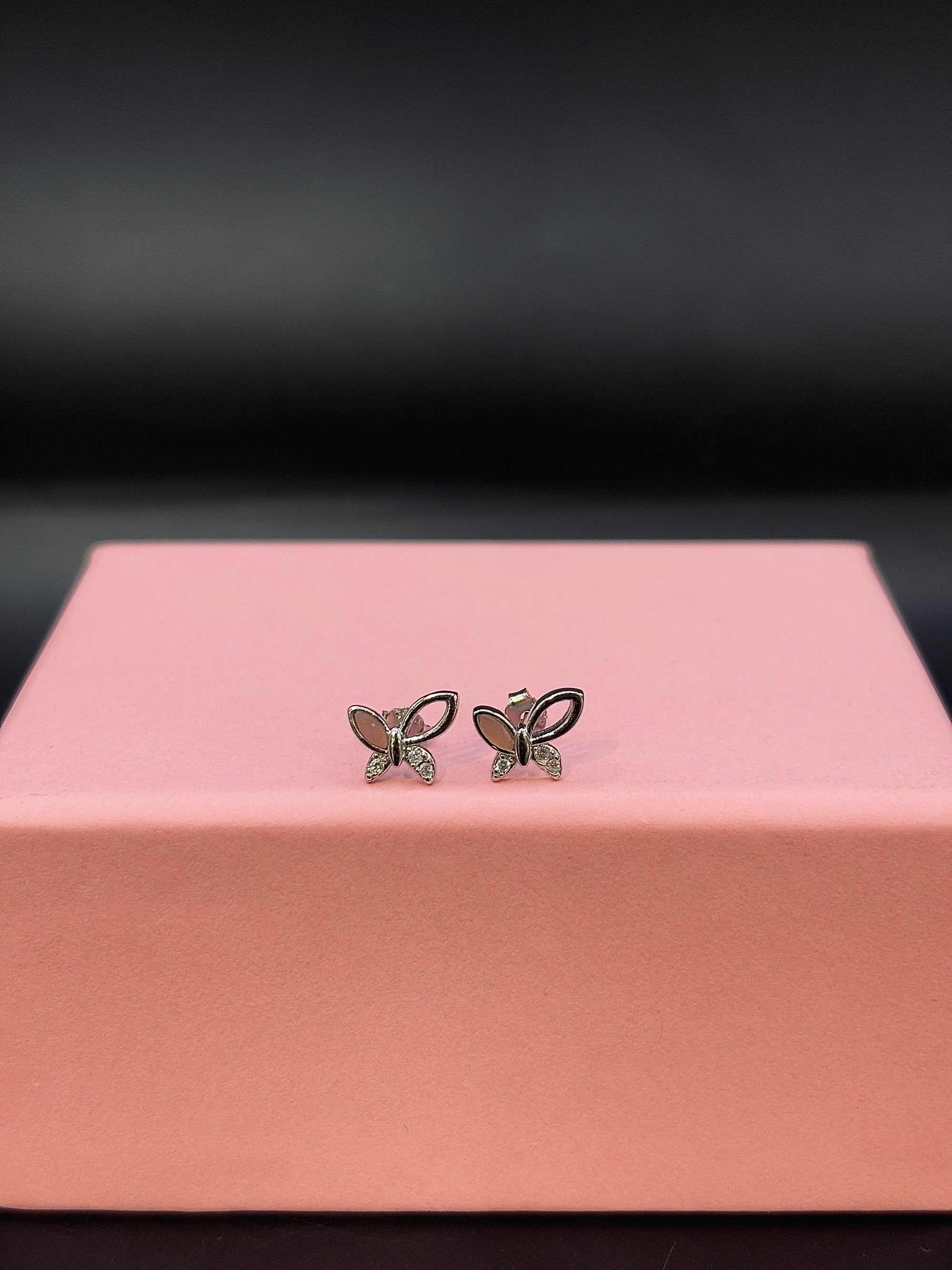 Silver Butterfly Crystal 925 Stud Earrings TISA Silver Elegance