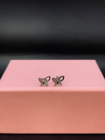 Silver Butterfly Crystal 925 Stud Earrings TISA Silver Elegance