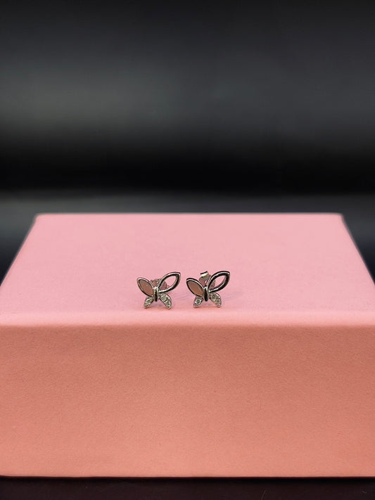 Silver Butterfly Crystal 925 Stud Earrings TISA Silver Elegance